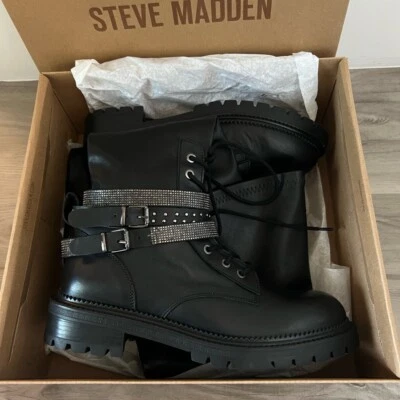 Nuevo en Caja Steve Madden Sobre la Rodilla Bota Bronte con Hebillas de Cristal Talla 11 Foto 1 de 4