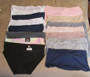 Assorted Lot of 15 Women's Size 9 Panties Hanes Fruit Of The Loom Brief Hipster - Picture 1 of 15