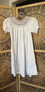 Smocked Rosalina Collection Christmas smocked White Bishop Dress Girls Size 7y - Picture 1 of 6
