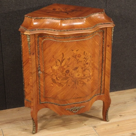 Corner cupboard inlaid wood sideboard cabinet Napoleon III 900 antique style Cover