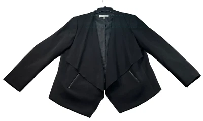 Kasper Blazer Jacket Womens Plus Size 16W Black Open Front Long Sleeve Pockets - Image 1 of 4
