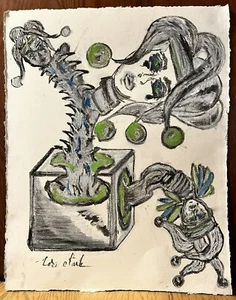 Abstract Jesters Charcoal & Chalk Artwork 16"x20" Signed, lori clark, 2022 U.S. - Picture 1 of 9