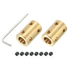 Shaft Coupler L22xD14 8mm to 8mm Brass w Screw,Wrench Gold 2Pcs