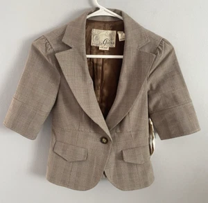 GUESS Y2K blazer vintage a quadri aderente maniche corte donna taglia XS NUOVO CON ETICHETTE - Foto 1 di 4