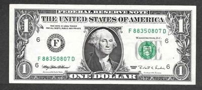 1995 $1 Web Note FRN, fr. 1917, F88350807D Run 14-FD Block 1-9, XF - Image 1 of 2