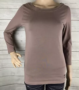 Earth Co. Organic Cotton Shirt Girls Large Cocoa Brown 3/4 Sleeve Scoop Neck - Picture 1 of 12