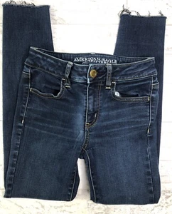 Jean de jegging AEO American Eagle Outfitters para mujer 0 largo lavado oscuro azul elástico - Imagen 1 de 8