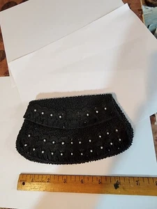 Vintage Clutch schwarz Perlen  - Bild 1 von 4