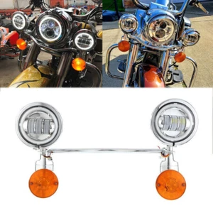 LED Passing Fog Light Bar Turn Signals For Harley-Davidson Softail Fat Boy FLSTF - Picture 1 of 12