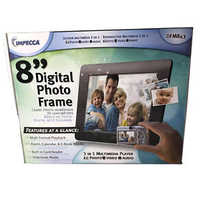 Impecca 8” Digital Frame DFM843 -3 in 1 Multi Media Photo Video Audio New In Box