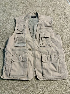 Rothco Safari Tactical Vest Mens Khaki Hunting Camping Fishing Size Medium - Image 1 of 4