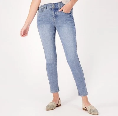 Laurie Felt Petite Silky Denim Curve Ankle Skinny Jeans Washed Indigo MP A563883 - Image 1 of 2