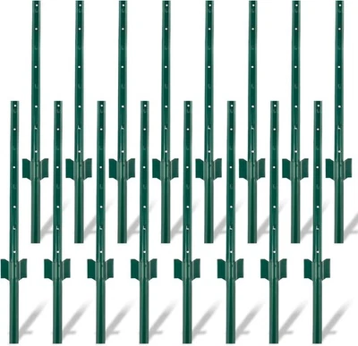 Fence Posts 3 Ft - 8 Pack, Heavy Duty Metal Fence Post with U-Channel... - Imagem 1 de 4
