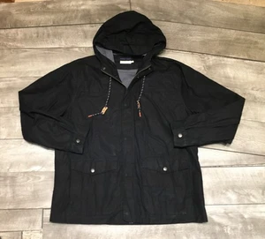 Bridge & Burn Millerain Waxed Cotton Black Hooded Mens Coat Jacket Size XXL - Picture 1 of 13