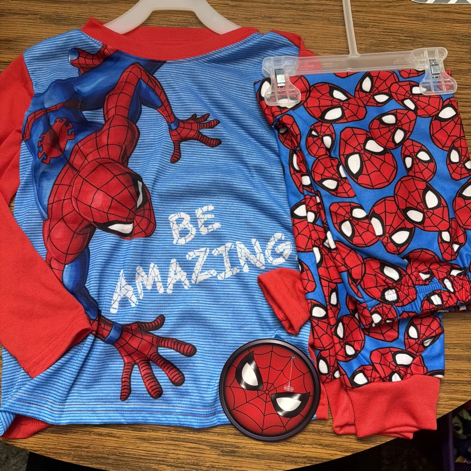 Marvel Spider-Man Boys Pajamas Set Size XS 4-5 Long Sleeves Shirt & Pants NEW - Image 1 of 1
