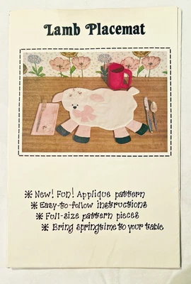 Vintage 80's Patch Press Lamb Sheep Placemat Appliqué Sewing Pattern - Uncut - Image 1 of 3