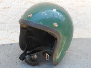 Rare Vintage 1968 Buco Motorcycle Helmet Open Face Japan Racing Green sz 7 3/8 - Picture 1 of 20