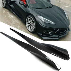 For 20-23 Corvette C8 Side Skirts 5VM Style Extensions Rocker Panel Carbon Black - Picture 1 of 19