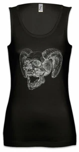 Horned Skull Women Tank Top Devil Satan Satanism Tattoo Art 666 Goat Reaper - Picture 1 of 1