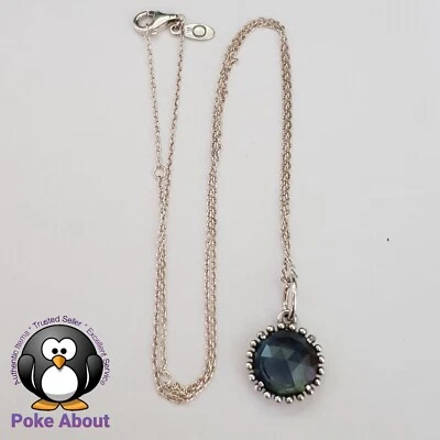 ESTRELLA DE MEDIANOCHE Genuino PANDORA Plata CRISTAL AZUL OSCURO Colgante y Cadena de Plata Foto 1 de 4