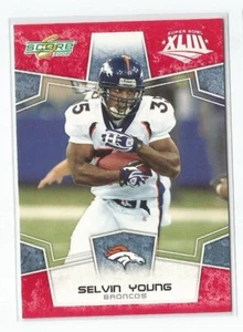 Score Super Bowl 2008 rojo Denver Broncos Selvin Young #90 - Imagen 1 de 1