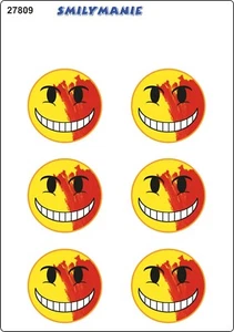 Aufkleber Smily gelb/rot 6er-Set 150 x 105 mm Sticker Autocollant - Bild 1 von 1