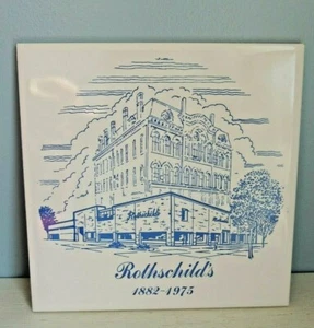 Rothschild's 1882-1975 Commemorative Tile Trivet Rothschild Store Advertisement - Picture 1 of 12