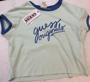 Guess Soft Jade Cropped Ringer Tee Shirt Women’s Summer Fashion (XL) - Picture 1 of 5