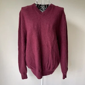 Maglione Allen Solly 100% cashmere manica lunga pullover scollo a V bordeaux taglia XL - Foto 1 di 7