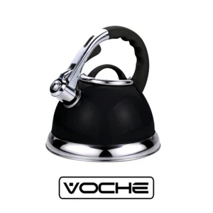De - 3.5l Metallic Black Stainless Steel Whistling Kettle Gas & Electric Hobs - Picture 1 of 3