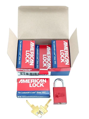 BOX OF 6 AMERICAN LOCK A1105RED Anodized Aluminum Safety Padlock Lockout Tagout - Image 1 of 4