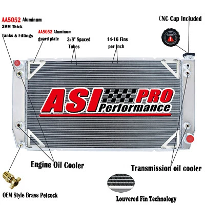 4 Row Radiator for 1988-00 1999 Chevy GMC C/K 2500 3500 Suburban C3500HD 7.4L AT - Image 1 of 4