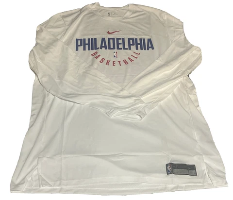 Philadelphia 76ers Shooting Shirt White Mens Nike Dri-Fit Long Sleeve 2XL Cover