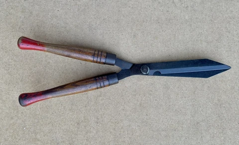 Antique Red Wood Handle Hedge Shears Clippers 23” - Rare Cover