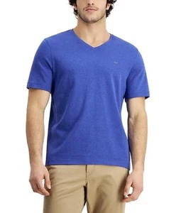 Michael Kors Men's Solid V-Neck Tide Blue Men’s Tee Shirt - Picture 1 of 5