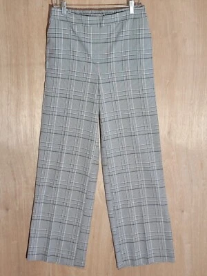 Nicole Miller Vestido Pantalones Mujer 6 Relajado Recto Elástico Cintura Cuadros Gris Foto 1 de 4