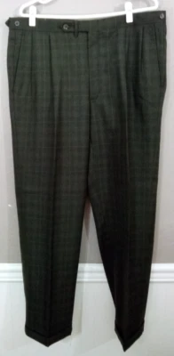 Vtg Jack Nicklaus Hart Schaffner & Marx Mens 38x30 Green Windowpane Dress Pants - Image 1 of 4