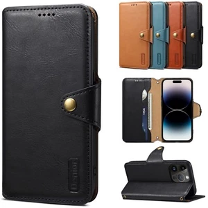 Custodia a portafoglio per iPhone 16 15 14 13 12 11 Pro Max supporto pieghevole in pelle - Foto 1 di 31