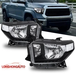 Black Halogen Headlights Assembly W/O LED DRL For 2014-2021 Toyota Tundra 5.7L - Picture 1 of 8
