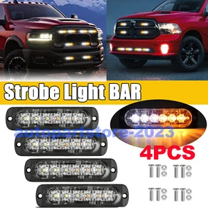 4x Amber LED Emergency Beacon Light Hazard Flash Strobe Bar Warning12-24V - Picture 1 of 12