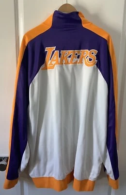 Vintage Los Angeles Lakers Zip Up Collar Embroidered REVERSIBLE Jacket XXL - Image 1 of 4