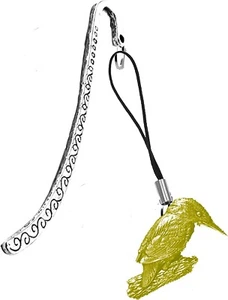 B5 Kingfisher Muster Lesezeichen GOLD CHROM FINISH englischer Zinn Charm - Bild 1 von 1