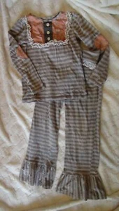 Persnickety Girls Size 10 Outfit Set Gray striped bib top bell ruffle pants GB17 - Picture 1 of 3