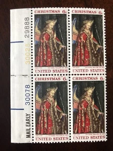 Vintage Christmas Stamps - 6c Plate Blocks Of Four from 1968, 1969, and 1970. - Picture 1 of 4