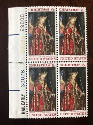 Vintage Christmas Stamps - 6c Plate Blocks Of Four from 1968, 1969, and 1970. - Image 1 of 4