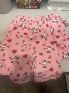 Peanuts Snoopy Woodstock Pajama Sweat Pants Valentine Day Hearts Women's XL Soft - Picture 1 of 8