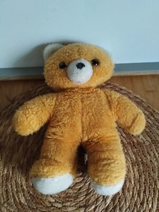 Peluche doudou vintage ancien ours jaune blanc 25 cm Ajena - Imagen 1 de 5