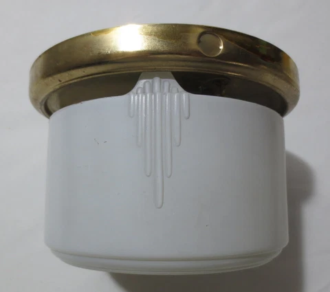 Vtg Art Deco White & Clear Glass  Ceiling Light Fixture Ceiling flush mount Cover