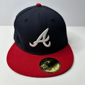 Atlanta Braves Herren New Era Marine Rot Authentisch Auf Feld 59Fifty Größe 7 - Bild 1 von 10