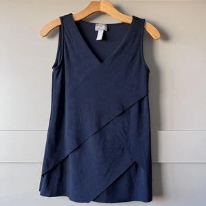 Top Chicos Travelers donna 00 blu navy senza maniche scollo a V orlo asimmetrico a strati - Foto 1 di 9